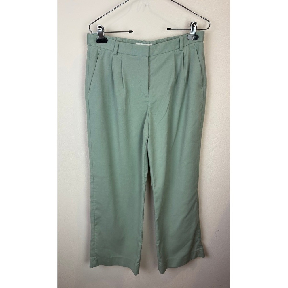 Abercrombie & Fitch Curve Love Sloan Tailored Pants Sage Green Pleated Size 28